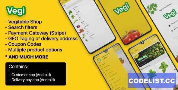 Vegi v1.0 - The Ultimate Grocery - Food - Milk Ordering app with Delivery boy & Admin : Android / Laravel » Premium Scripts, Plugins & Mobile