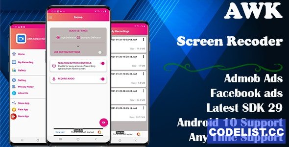 AWK Screen Recorder with Audio (Android 10 supported) v1.0 » Premium Scripts, Plugins & Mobile