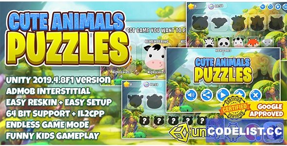 Cute Animal Puzzle Kids v1.0 - Unity3D + Admob Ads + Easy Reskin » Premium Scripts, Plugins & Mobile