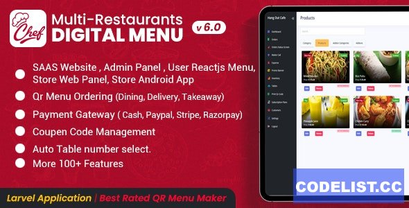 CHEF v6.0 - SaaS - Contactless Multi-restaurant QR Menu Maker » Premium Scripts, Plugins & Mobile