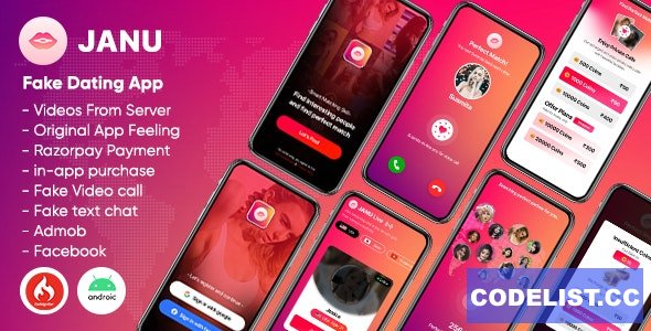 Janu v1.0 - Dating App with Live Streaming : One to One Video Call (Videos from server) &raquo; Premium Scripts, Plugins &amp; Mobile