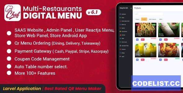 CHEF v6.1 - SaaS - Contactless Multi-restaurant QR Menu Make » Premium Scripts, Plugins & Mobile