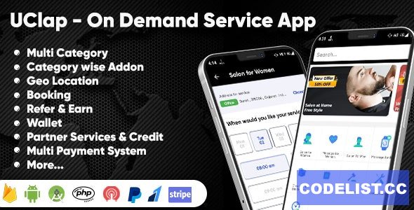 UClap v1.3 - On Demand Home Service App | UrbanClap Clone | Android App with Interactive Admin Panel » Premium Scripts, Plugins & Mobile