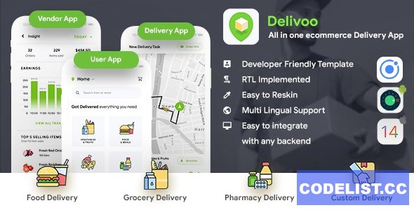 Delivoo v2.2 - eCommerce Delivery Android + iOS App Template » Premium Scripts, Plugins & Mobile