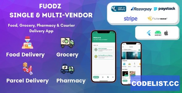 Fuodz v1.2.3 ᄄC Grocery, Food, Pharmacy Courier Delivery App + Backend + Driver & Vendor app » Premium Scripts, Plugins & Mobile