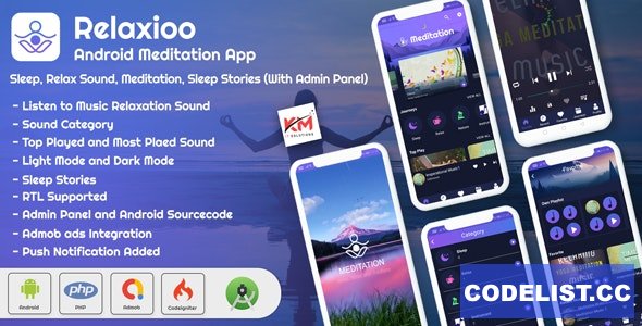 Relaxioo v1.3 - Android App Relaxation & Meditation Music Application with Admin Panel » Premium Scripts, Plugins & Mobile