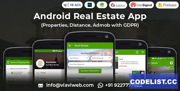 Android Real Estate App v1.5 - Properties, Distance, Admob with GDPR » Premium Scripts, Plugins & Mobile