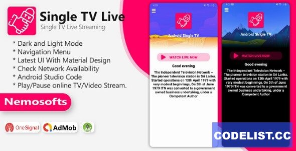 Android TV Channel - Single TV Live Streaming App 1 February 2021 » Premium Scripts, Plugins & Mobile