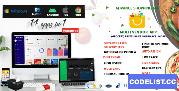 Multi-Vendor v2.0 - Food, Grocery, Pharmacy & Courier Delivery App | 14 apps » Premium Scripts, Plugins & Mobile