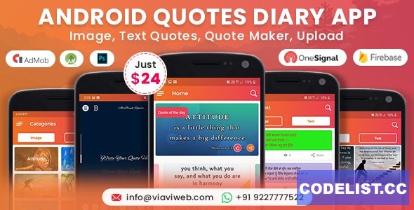 Android Quotes Diary v5.0 - Image, Text Quotes, Quote Maker, Upload » Premium Scripts, Plugins & Mobile