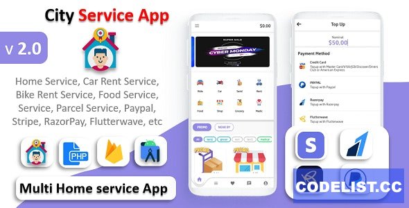 City Service App v2.0 - Service At Home - Multi Payment Gateways Integrated Multi Login » Premium Scripts, Plugins & Mobile