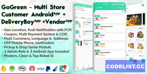 GoGreen v1.9 - Food, Grocery, Pharmacy Multi Store(Vendor) Android App with Interactive Admin Panel » Premium Scripts, Plugins & Mobile