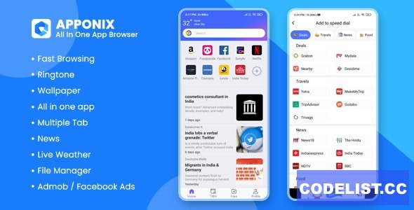 Apponix v1.0 - All in one app browser, Wallpaper, File Manager, Ringtone » Premium Scripts, Plugins & Mobile