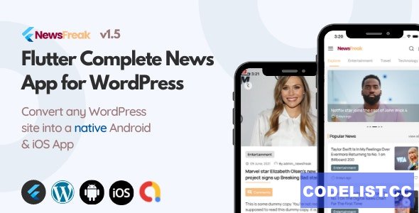 Newsfreak v1.5 - Flutter News App for WordPress » Premium Scripts, Plugins & Mobile