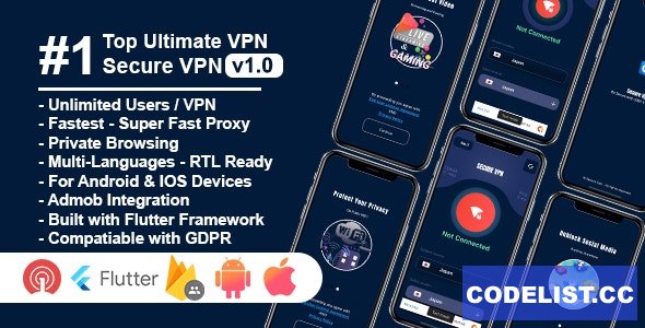 Secure VPN Ultimate v1.0 - Flutter Project | Android | IOS | Admin Panel &raquo; Premium Scripts, Plugins &amp; Mobile