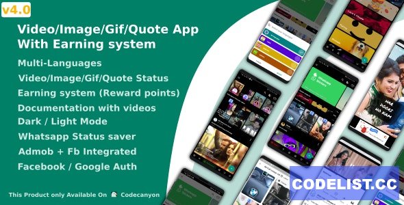 Video/Image/Gif/Quote App With Earning system (Reward points) v4.1 » Premium Scripts, Plugins & Mobile