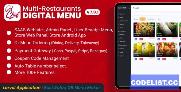 CHEF v7.0.1 - SaaS - Contactless Multi-restaurant QR Menu Maker &raquo; Premium Scripts, Plugins &amp; Mobile