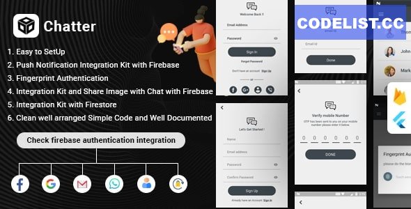 Chatter v1.0 - Flutter Firebase Chat , Authentication & Social Media Integration » Premium Scripts, Plugins & Mobile