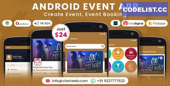 Android Event App (Create Event, Event Booking) v4.0 » Premium Scripts, Plugins & Mobile