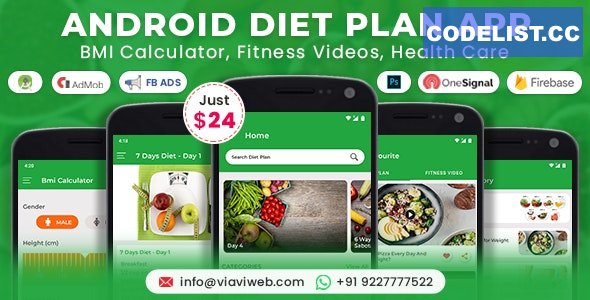 Android Diet Plan App (BMI Calculator, Fitness Videos, Health Care) v6 &raquo; Premium Scripts, Plugins &amp; Mobile