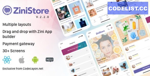 ZiniStore v2.2.0 - Full React Native Service App for Woocommerce » Premium Scripts, Plugins & Mobile