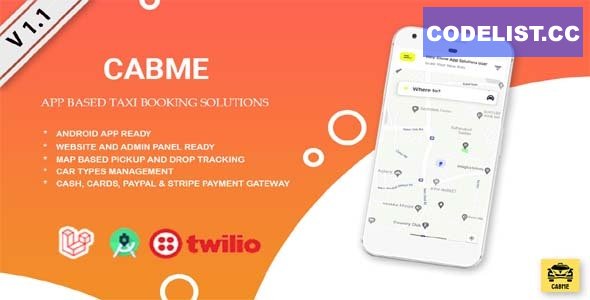 Cabme v1.1 - Enterprise Level Complete Taxi App Android + Web » Premium Scripts, Plugins & Mobile