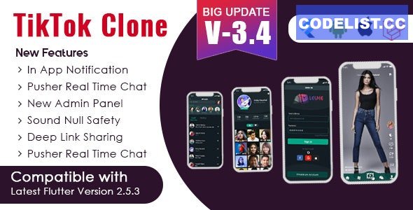 Flutter - TikTok Clone | Triller Clone & Short Video Streaming Mobile App for Android & iOS v3.4 » Premium Scripts, Plugins & Mobile