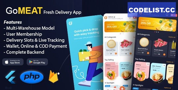 GoMeat v1.0.2 - Chicken, Meat, Fish Delivery Flutter App with Admin Panel » Premium Scripts, Plugins & Mobile