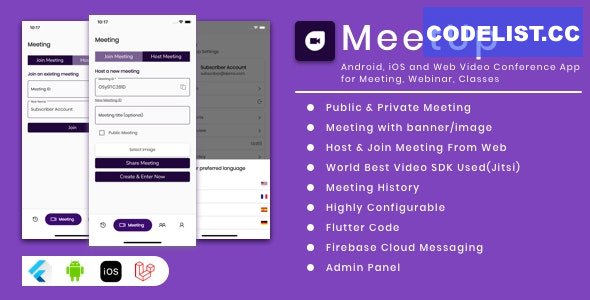 MeetUp v1.5 - Android, iOS and Web Video Conference App for Meeting, Webinar, Classes » Premium Scripts, Plugins & Mobile