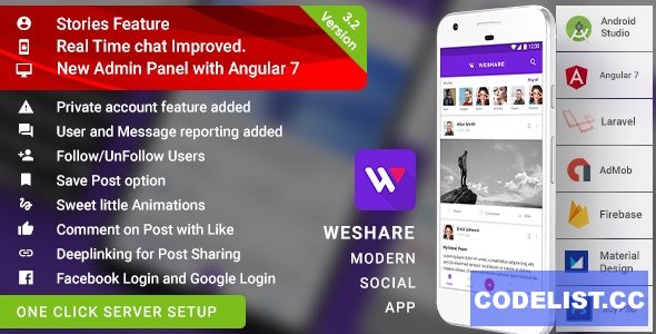 WeShare v4.1 - Social Media Sharing Android App with Angular Admin » Premium Scripts, Plugins & Mobile