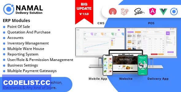 Namal v1.1.8 ᄄC 5 in 1 Ionic Delivery Solution with POS for Single & Multiple Location Business Brand » Premium Scripts, Plugins & Mobile