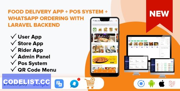 Food Delivery App + POS System + WhatsApp Ordering - Complete SaaS Solution (ionic 5 & Laravel) v2.0 » Premium Scripts, Plugins & Mobile