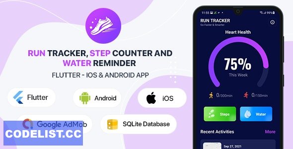 Run Tracker, Step Counter and Water Reminder v1.4 - Flutter Android &amp; iOS App (20 Languages) &raquo; Premium Scripts, Plugins &amp; Mobile