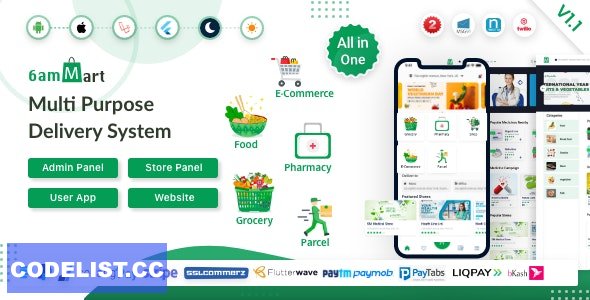 6amMart v1.1 - Multivendor Food, Grocery, eCommerce, Parcel, Pharmacy delivery app with Admin & Website » Premium Scripts, Plugins & Mobile