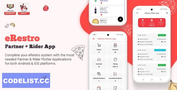 eRestro - Flutter Partner & Rider App for Multi Restaurant & Vendor - Food Ordering System v1.0 » Premium Scripts, Plugins & Mobile