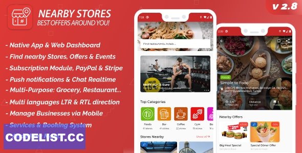 Nearby Stores Android v2.8.0 - Offers, Events, Multi-Purpose, Restaurant, Services & Booking » Premium Scripts, Plugins & Mobile