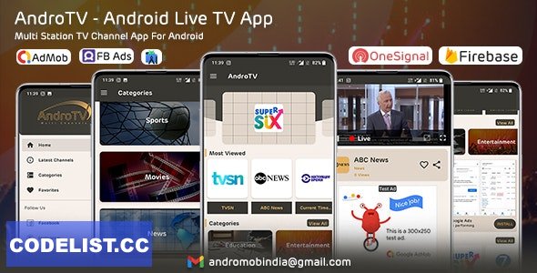 AndroTV v1.0 - Android Multiple TV Channels App (Live Streaming) » Premium Scripts, Plugins & Mobile