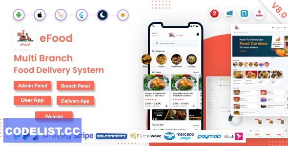 eFood v8.0 - Food Delivery App with Laravel Admin Panel + Delivery Man App - nulled » Premium Scripts, Plugins & Mobile