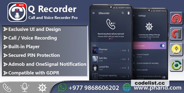 QRecorder v1.6 - Call and Voice Pro | Beautiful UI, Ads Slider, Admob, Push Notification &raquo; Premium Scripts, Plugins &amp; Mobile