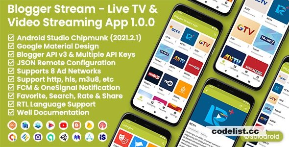 Blogger Stream v1.0 - Live TV & Video Streaming App - Blogger API v3 » Premium Scripts, Plugins & Mobile
