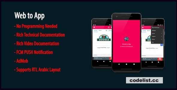 Web to App v1.9 - Native Universal Android WebView App with AdMob &amp; Firebase PUSH Notification &raquo; Premium Scripts, Plugins &amp; Mobile