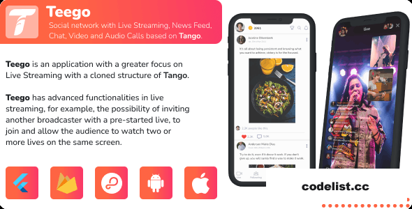 Teego (iOS and Android) v1.0 - Live Streaming with up to 4 participants, Feed, Paid calls and Payouts » Premium Scripts, Plugins & Mobile