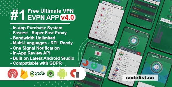 eVPN v4.4 - Free Ultimate VPN | Android VPN, Billing, Phone Booster, Admob / Push Notification » Premium Scripts, Plugins & Mobile