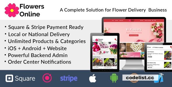 Flowers Florists Floristry Online Bouquet Ordering System iOs + Android + Onwer App + Web + Admin v6.1 » Premium Scripts, Plugins & Mobile