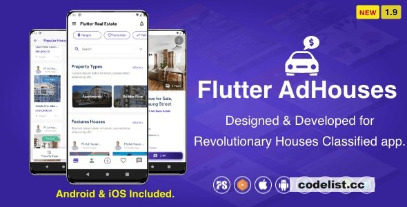 Flutter AdHouses For House Classified BuySell iOS and Android App with Chat v1.9 » Premium Scripts, Plugins & Mobile