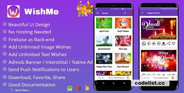 WishMe v1.5 - Festival Wishes Android App With Firebase Back-end » Premium Scripts, Plugins & Mobile