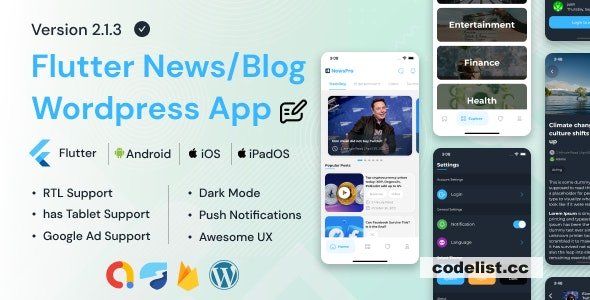 NewsPro v2.1.3 - Blog/News/Article App For Wordpress » Premium Scripts, Plugins & Mobile