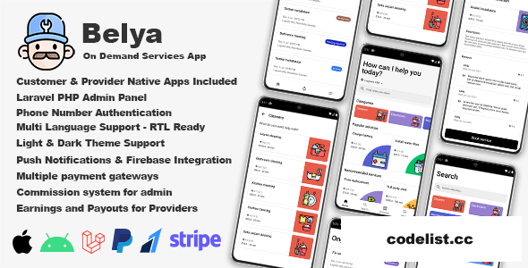 Belya v3.0 - On Demand Service App | Customer & Provider Apps with Admin Panel » Premium Scripts, Plugins & Mobile