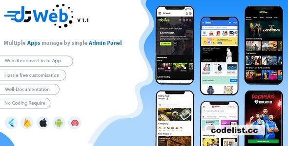 DTWeb v1.2 - Convert Website to a Flutter App | multiple webapp supprot | Laravel admin panel » Premium Scripts, Plugins & Mobile