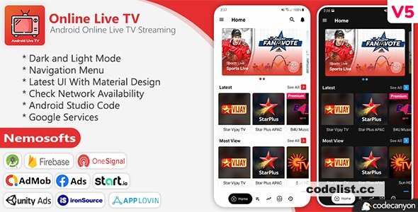 Android Online Live TV Streaming v5.0 » Premium Scripts, Plugins & Mobile